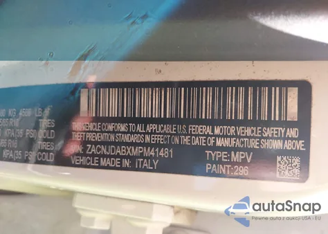 2021 Jeep Renegade Sport 4X4 z USA, uszkodzony, nr VIN ZACNJDABXMPM41481